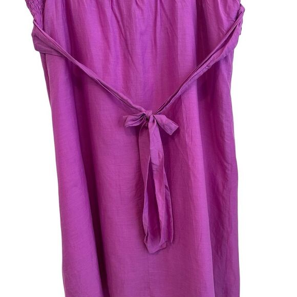 T Tahari Purple Silk, Cotton Blend Empire Waist Braided Strap Sleeveless Dress - Picture 5 of 8
